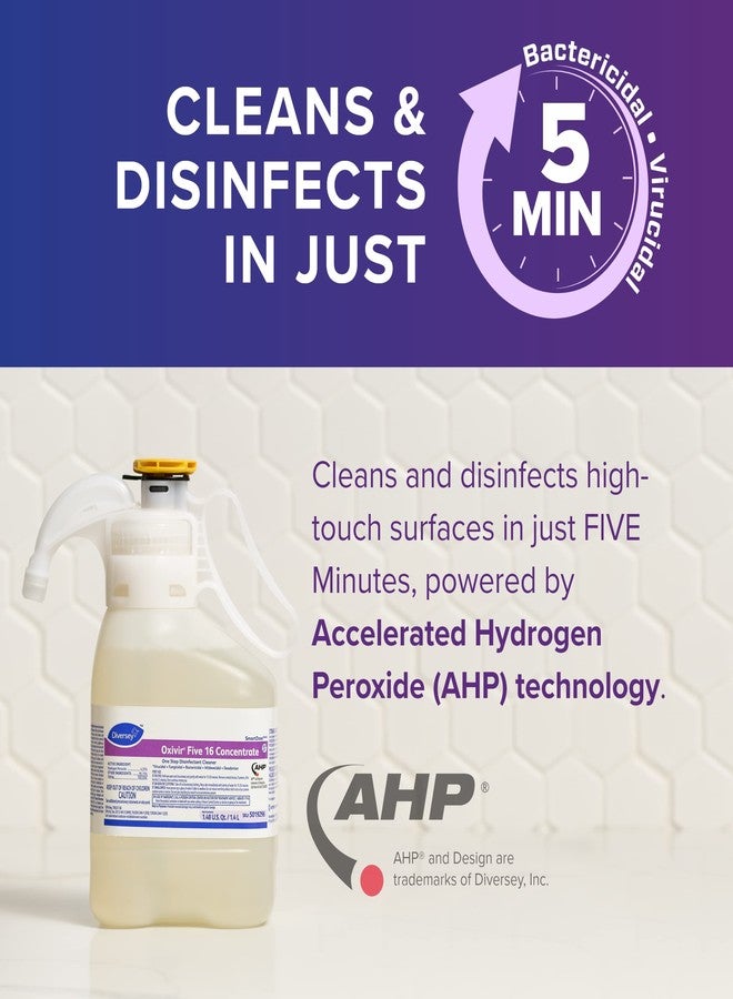 Oxivir Diversey 5019296 Five 16 One-Step Hospital Strength Disinfectant Liquid Cleaner, Accelerated Hydrogen Peroxide, SmartDose Concentrate, 1.4-Liter (Pack of 2) - Image 2